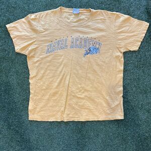 VTG Y2K United States Naval Academy Yellow Graphic Logo Tee Shirt Womens Large